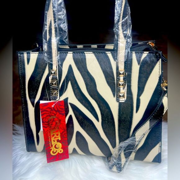 Carlos Santana Zebra Purse & Make Purse - Picture 2 of 6